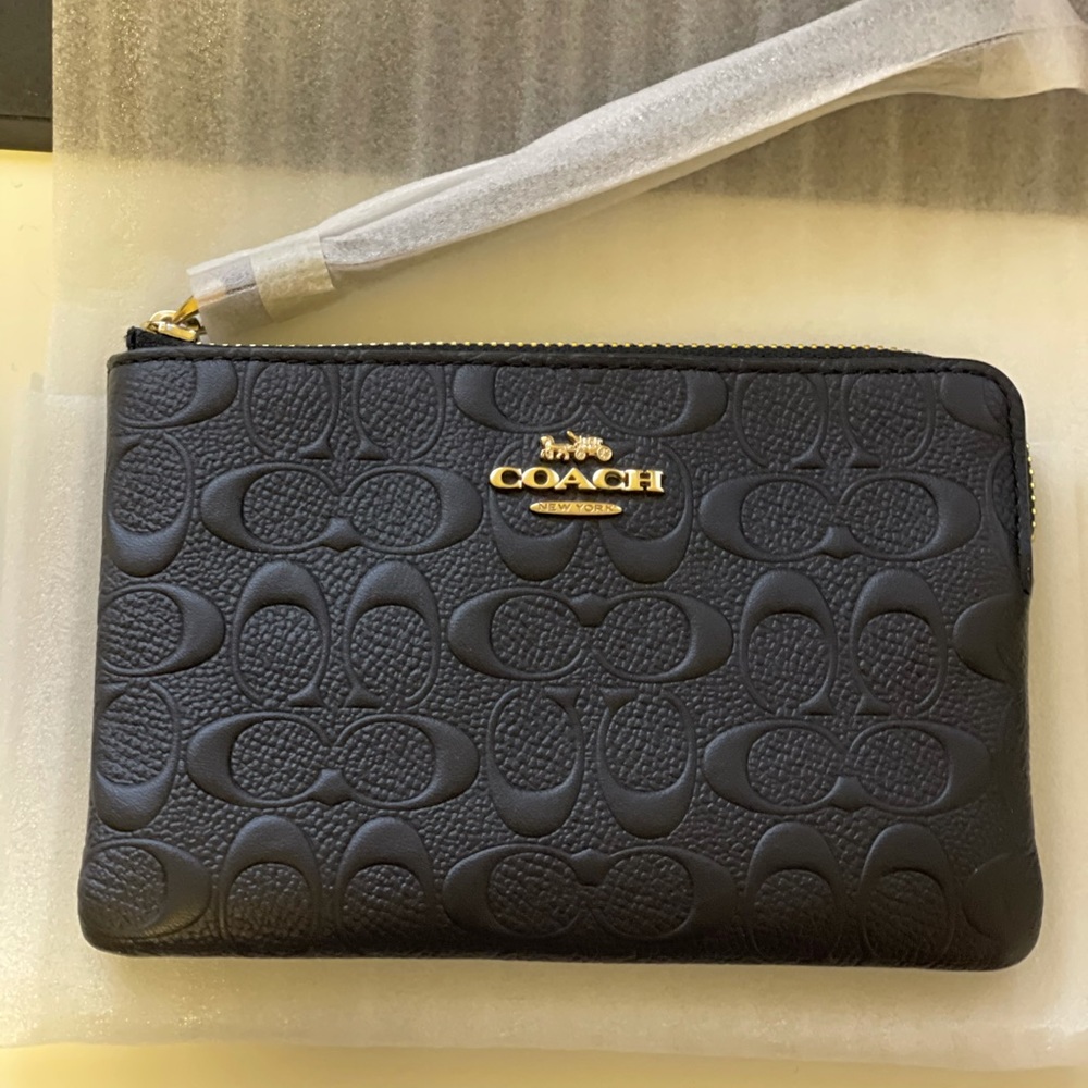 Coach Zip Embossed Corner Wristlet